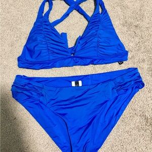 SoLuna Electric Bright Blue Bikini Swimsuit Size M Top and L Bottom